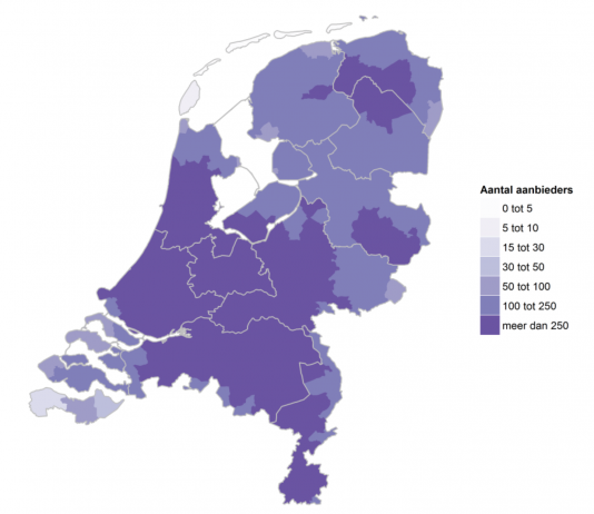 Feitencheck: voldoende fysiotherapeutische zorg beschikbaar Aantal aanbieders Fysiotherapie te bereiken op een afstand van 30 minuten voor verzekerden van Menzis Zorgverzekeraar N.V.